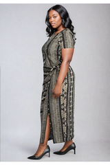 The Aztec Print Wrap Dress*