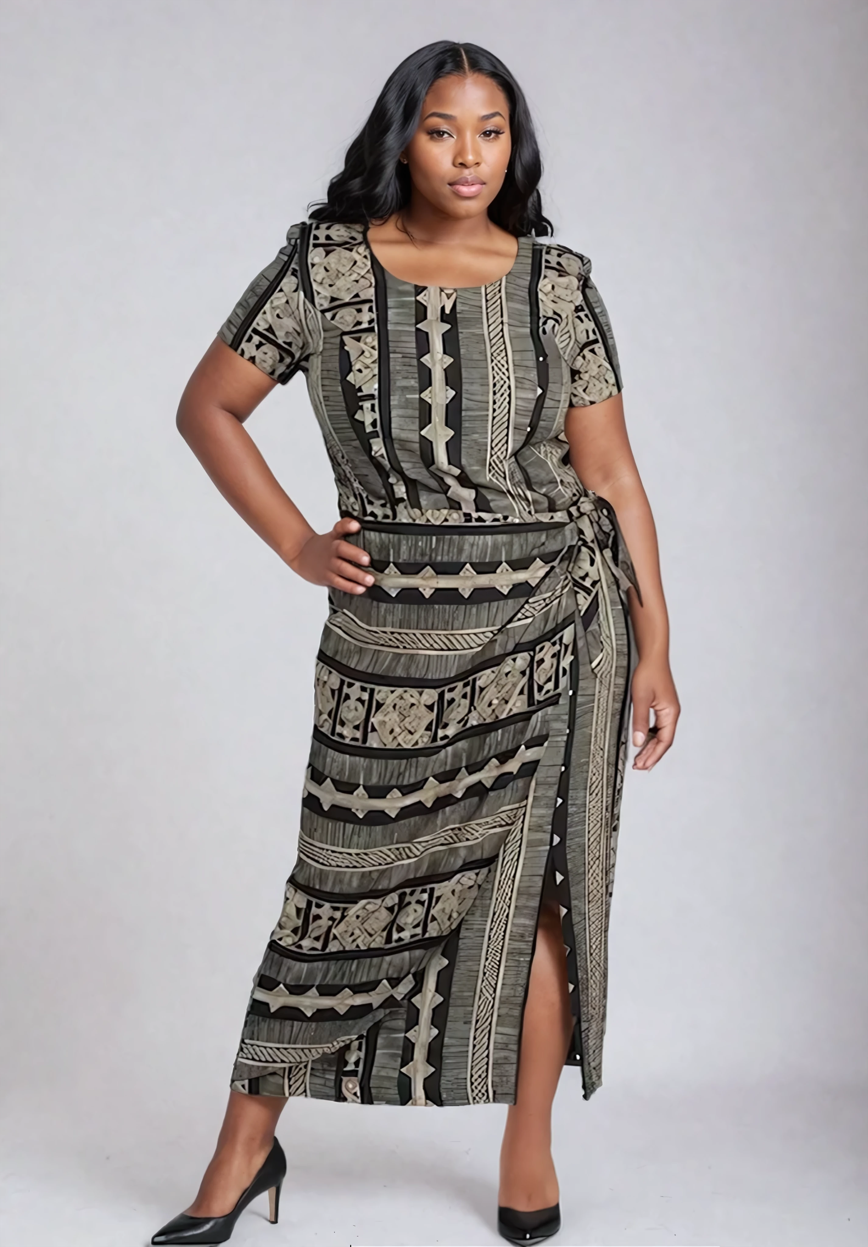 The Aztec Print Wrap Dress*